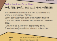 Oster-Filz-Nachmittag im Bienenhaus - SA, 14.03