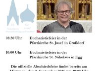 Abschiedsfeier von Pfarrer Friedl - Mi, 02.09 im Landammannsaal in Großdorf